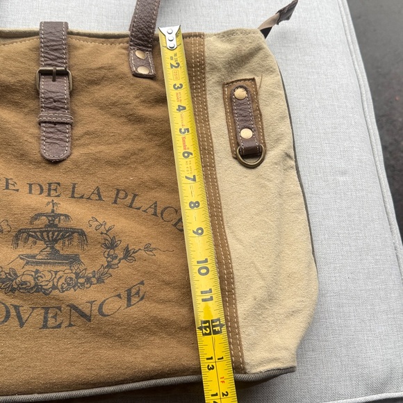 Myra Tote Bag Brown Le Cafe De La Place Provence Cotton and Leather - Picture 7 of 14